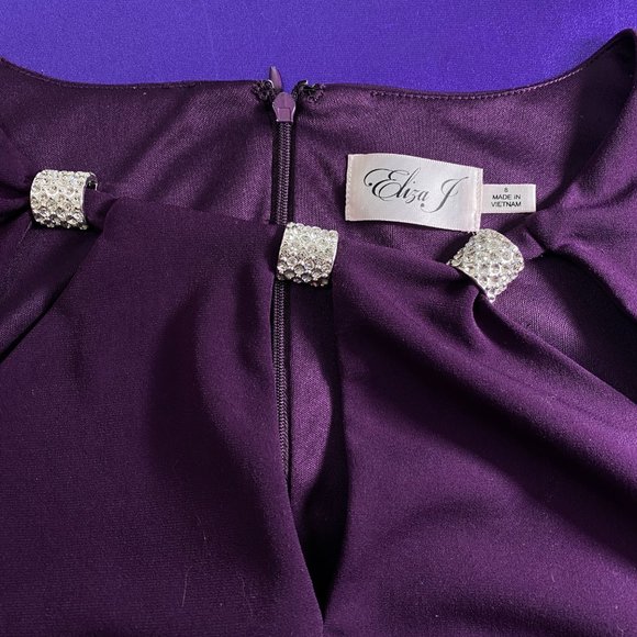 πEliza J Semi Formal soft flowing Cocktail Dress with Rhinestone Accents - Picture 12 of 16